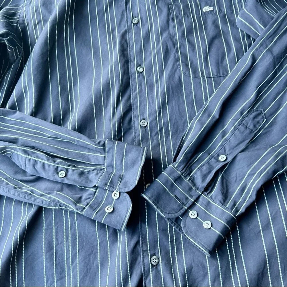 Lacoste Striped Black Button Down Shirt - Picture 12 of 15